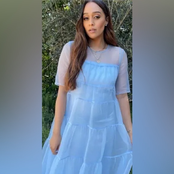 🌺🎉HP🎉🌺 NWT Staud Hyacinth Tiered Organza Maxi Dress French Blue - Picture 12 of 15